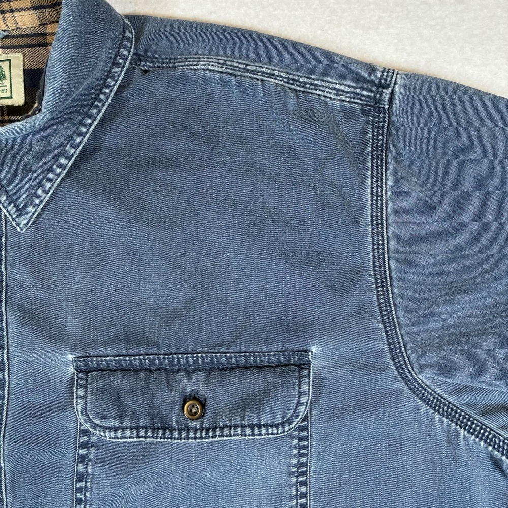 Vintage L.L. Bean Men's 2XL Denim Flannel Lined Shirt Jacket Distressed READ - Picture 16 of 16